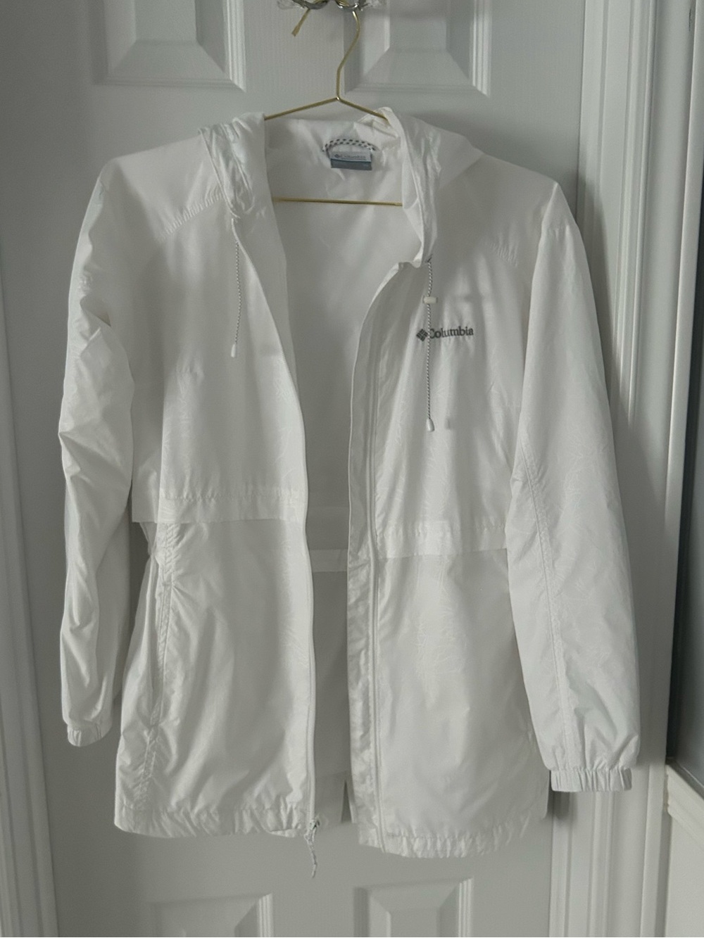 Columbia Women's White Hooded Rain Jacket Aurora Wake III - XS